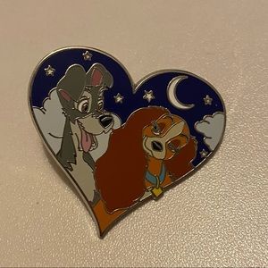 Disney Lady and the Tramp Heart Shaped Pin Disneyland Disney World Disney Parks
